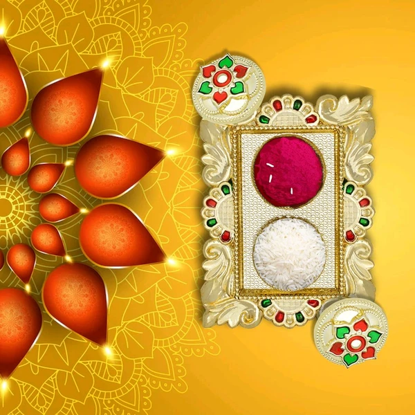 KUMKUM DISH Rakasha Bandhan Special Puja Thali, Kumkum Thali Holder, Pooja Return Gift, Indian Housewarming Gifts, Brother / Bhai / Bhabhi / Sister / Family Rakhi for Rakshabandhan, Diwali