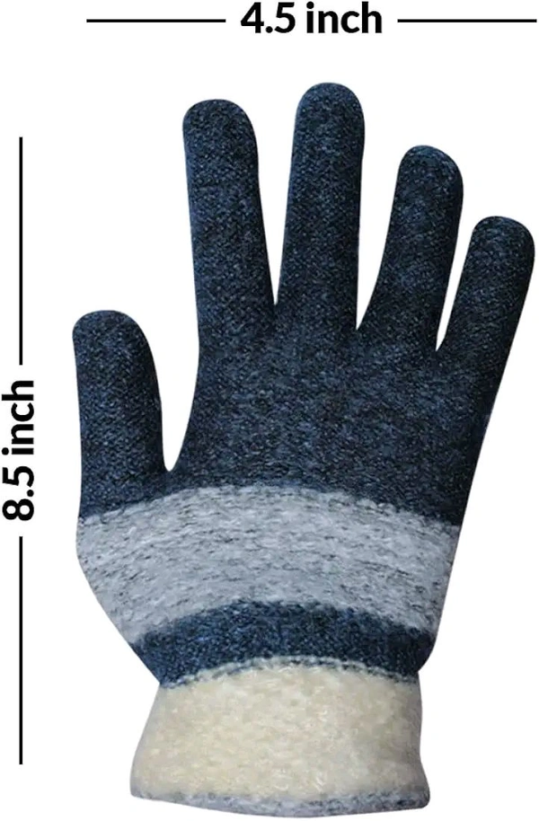 SPORT HAND GLOVES WOOLEN HAND GLIVES  Men's Woolen Striped Gloves S-02 (Black;Free Size)