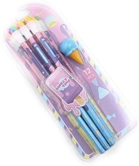 12 PENCIL WITH ERASER 12 Pcs HB Pencil Set Pencil With Ice Cream Shaped Eraser Unique Pencil Kit with 1 Fancy Donut/Baby Doll Fish Eraser For Girls & Boys pack of 1 (1882)