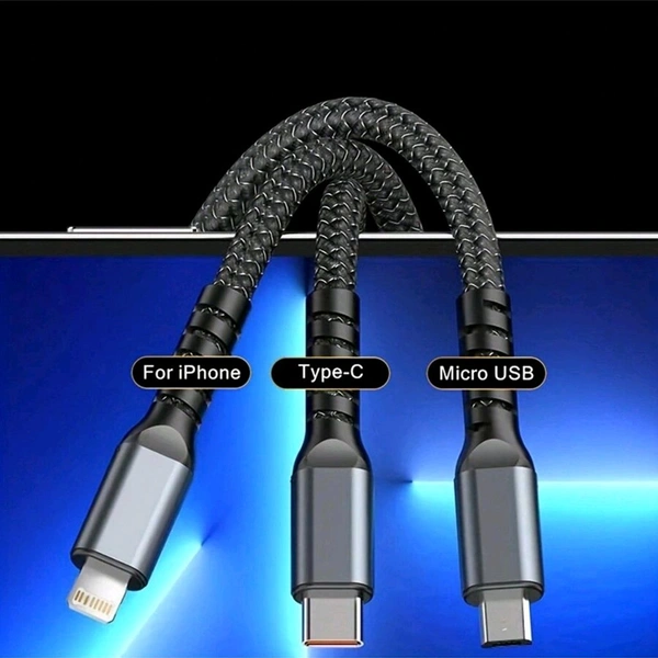 100W 3IN1 FAST CABLE - "3-in-1 Multi Charging Cable  Fast Charging Cable for Android, iOS, Type-C Devices" (1659)