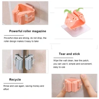 2PCS STICKER BROOM HOLDER  Plastic Mop Holder and Broom Holder Wall Mounted Self Adhesive Broom Stick Holder, Anti-Slip Broom Organizer, Multifunction Mop & Broom Stand for Kitchen, Bathroom, Home (610)
