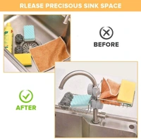 SINK FAUCET STAND STEEL Metal Chrome Finish Kitchen Faucet Sponge Holder (1967)