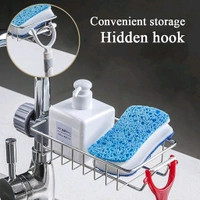 SINK FAUCET STAND STEEL Metal Chrome Finish Kitchen Faucet Sponge Holder (1967)