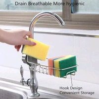 SINK FAUCET STAND STEEL Metal Chrome Finish Kitchen Faucet Sponge Holder (1967)