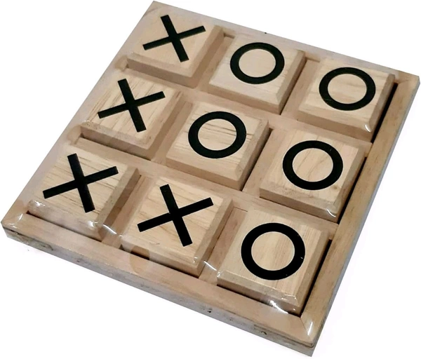 TIK TAC TOE l Premium Wooden Tic-Tac-Toe Board Game  Handcrafted with Brass Signs | Classic Indoor & Outdoor Party Game (2038)