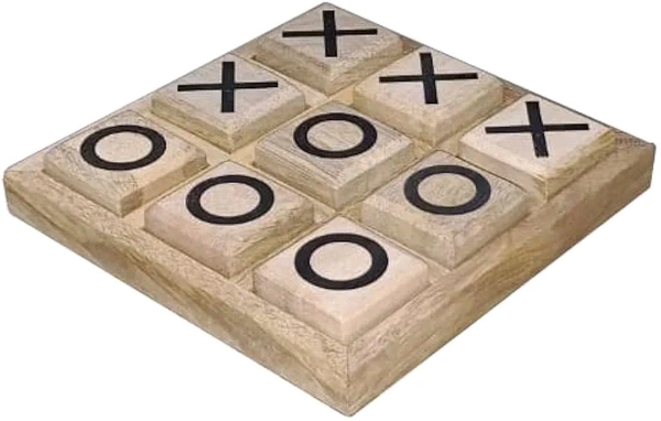 TIK TAC TOE l Premium Wooden Tic-Tac-Toe Board Game  Handcrafted with Brass Signs | Classic Indoor & Outdoor Party Game (2038)