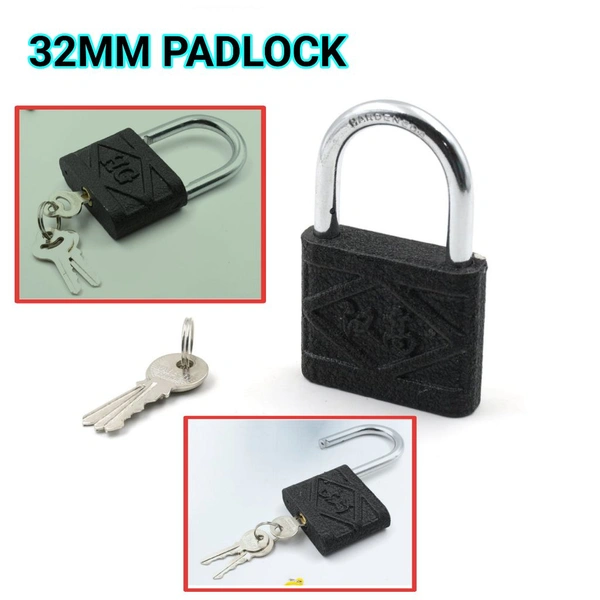 32MM IRON LOCK, 32mm Iron Lock – Heavy-Duty Security Padlock with Keys  (1325)