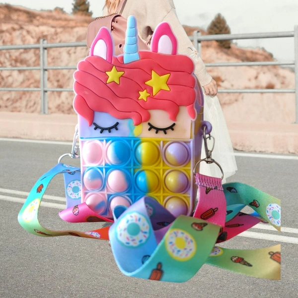 SMALL POPIT BAG l Pop it Unicorn Bags for Girls Fidget Toys Purse Women Unicorn Pop It Bag for Girls Unicorn Sling Bags for Girls Popit Bag Pop It Purse for Girls Popet Bag Puppet
