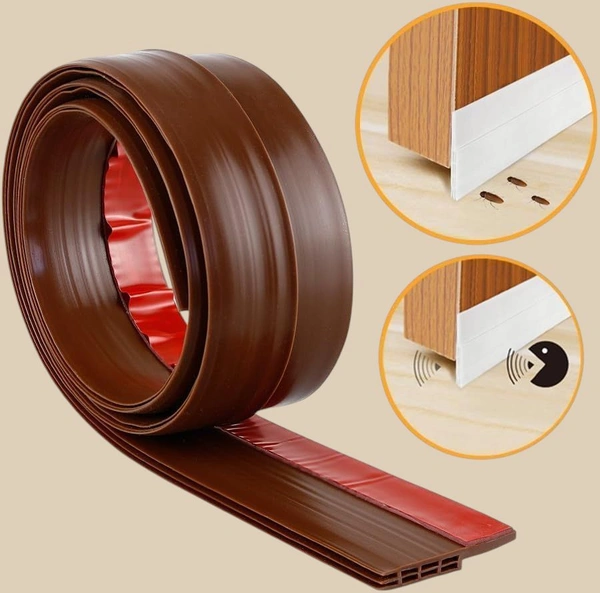 SILICON DOOR STRIP l 1 meter Silicon Door Guard Strip l Self Adhesive Strip for Secure Home from Mosquito - Brown, Pack of 1