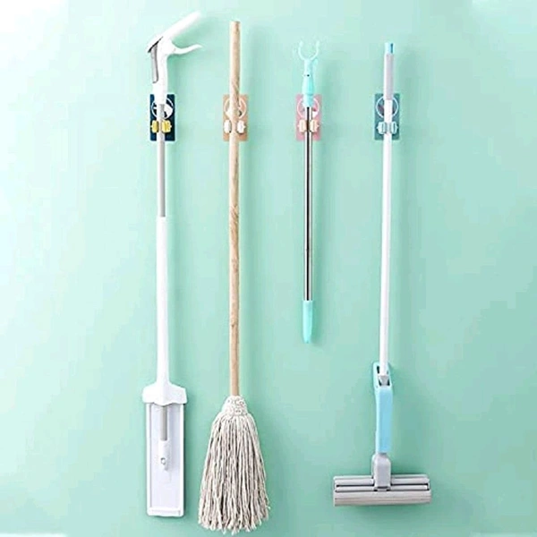 Cartoon Printed Broom Holder with Self Adheshive, mop and broom holder with magic sticker