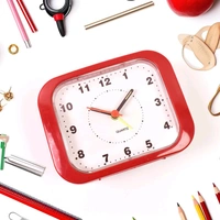wilko Desk Clock Compaq, 4.5" Plastic Alarm with Led Light, Analogue Battery Operated High Quality Clock - Red