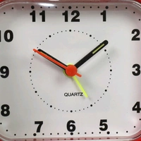wilko Desk Clock Compaq, 4.5" Plastic Alarm with Led Light, Analogue Battery Operated High Quality Clock - Red