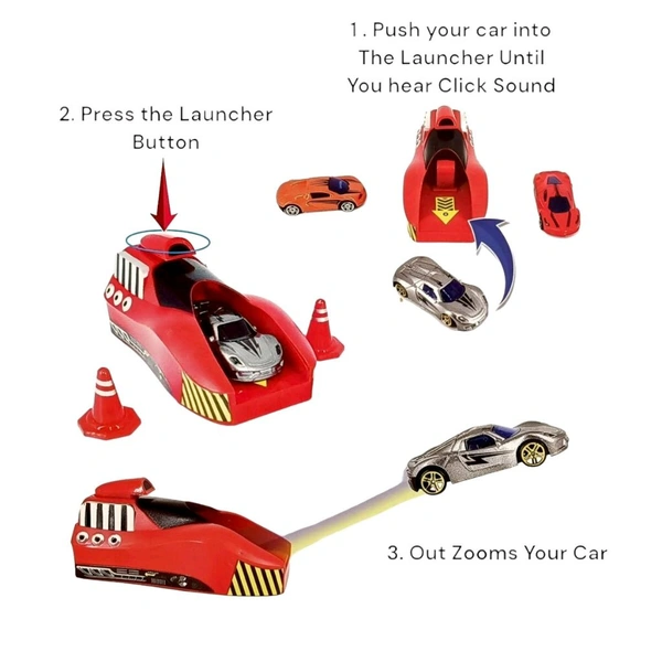 METAL CAR LAUNCHER, High-Speed Die-Cast Racing Action! (1719)