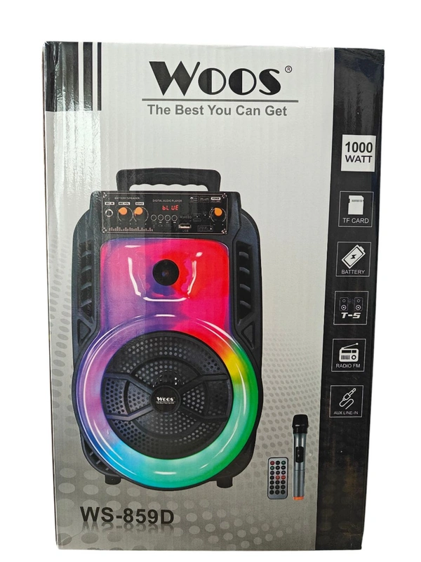 WS-859D TROLLY SPEAKER, WS-859D Trolley Speaker Wireless Bluetooth Speaker with Mic & RGB Lights(2500)