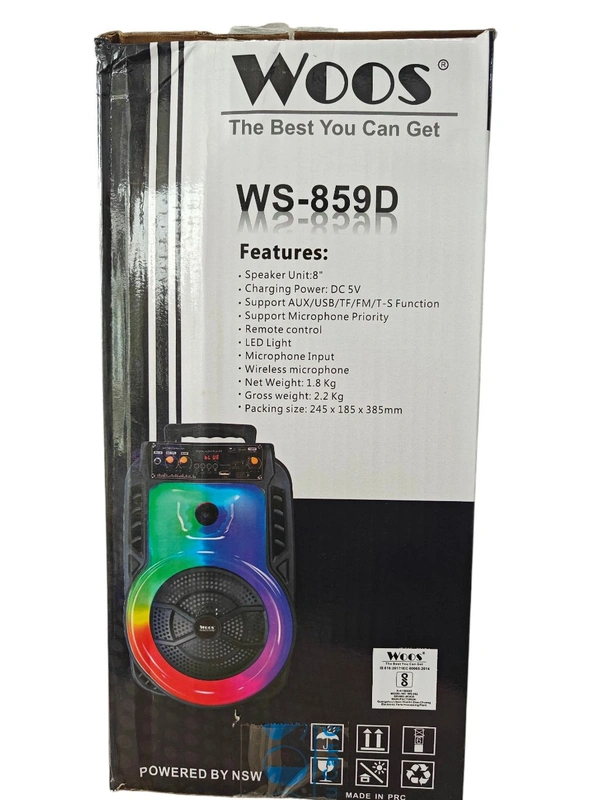 WS-859D TROLLY SPEAKER, WS-859D Trolley Speaker Wireless Bluetooth Speaker with Mic & RGB Lights(2500)