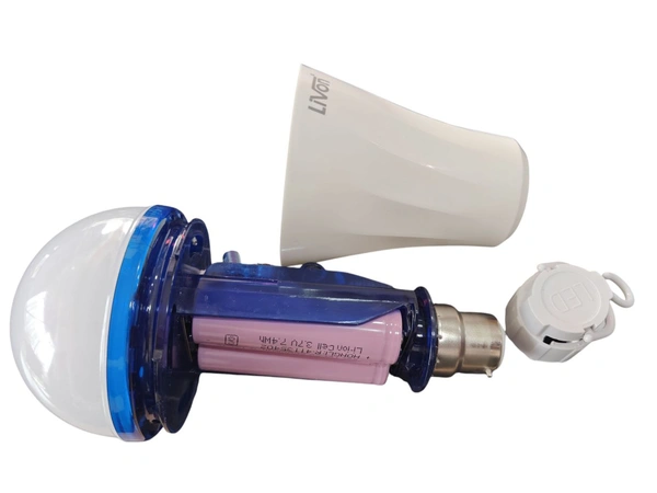 LIVON INVERTER BULB,LIVON Inverter LED Bulb with 2000mAh Rechargeable Battery | Backup Emergency Light for Power Cuts, Energy Saving LED Bulb(2516)