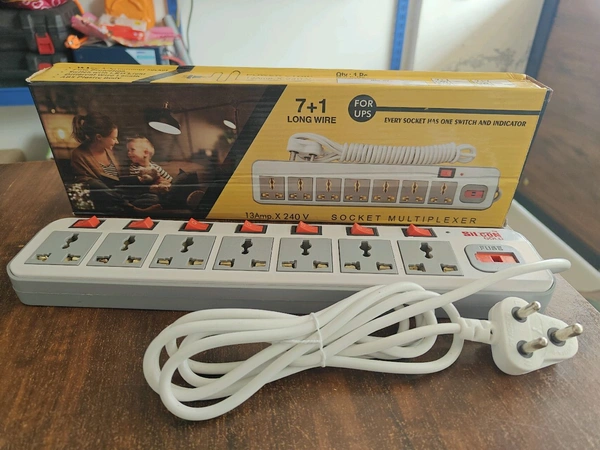 7+7 POWER STRIP, 7+7 Extension Board with Surge Protector – Universal 7 Socket & 7 Switch Power Strip(2587)