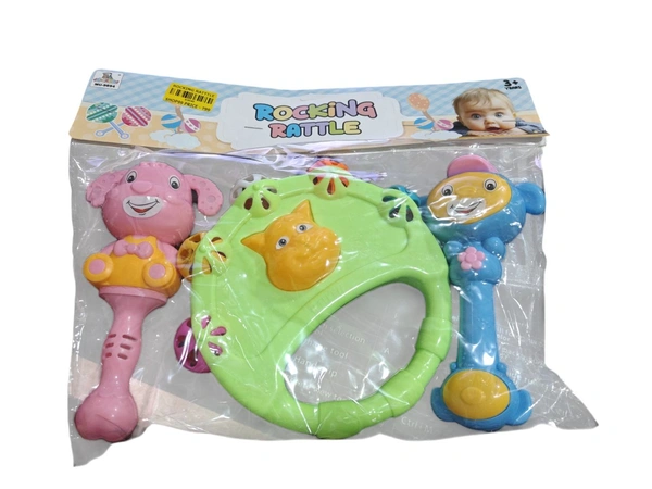 ROCKING RATTTLE, 3PCS Rocking Rattle Set for Babies | Safe & Colorful Handheld Baby Rattle Toys | Early Learning & Sensory Development(2739)