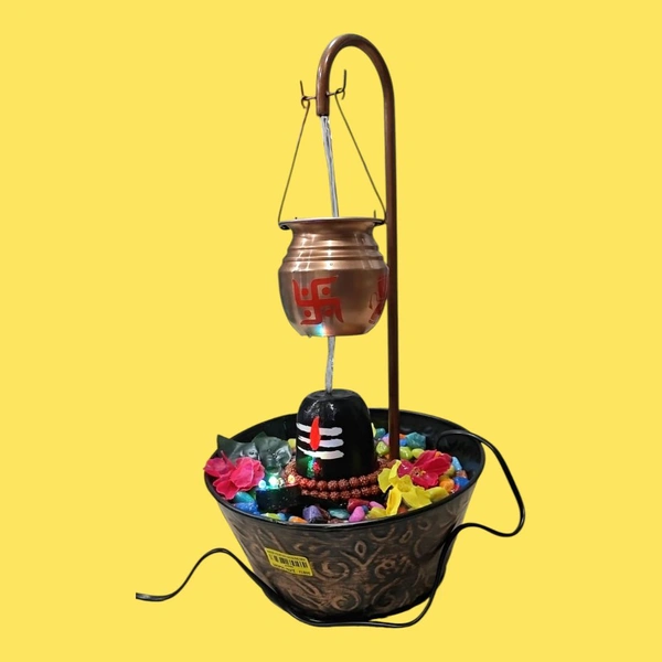 Water faountain shivling New, Metal Shivling Water Fountain for Home Decor – LED Light Indoor Tabletop Fountain for Positive Energy & Meditation(2677)