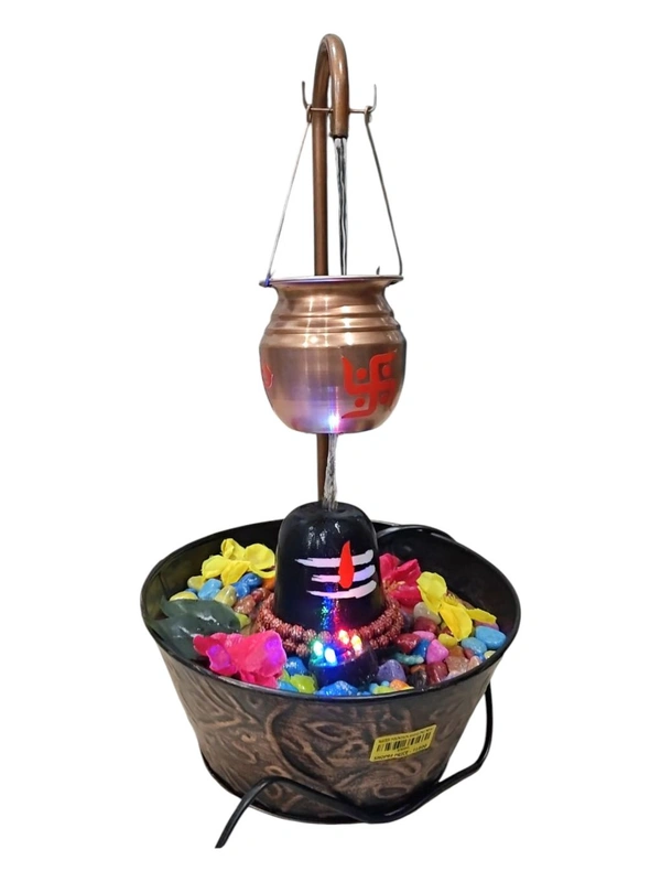 Water faountain shivling New, Metal Shivling Water Fountain for Home Decor – LED Light Indoor Tabletop Fountain for Positive Energy & Meditation(2677)