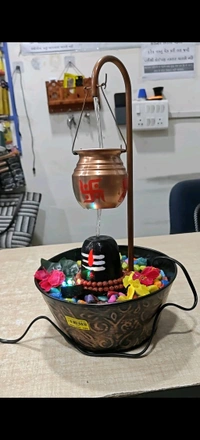 Water faountain shivling New, Metal Shivling Water Fountain for Home Decor – LED Light Indoor Tabletop Fountain for Positive Energy & Meditation(2677)