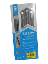 3IN1 FAST CABLE BOX,Xtrom 3 in 1 Multi Super Fast Charging Cable – USB to Type-C, Micro USB & Lightning Cable | High-Speed Data Sync & Fast Charging | Durable Nylon Braided Universal Cable(2715)