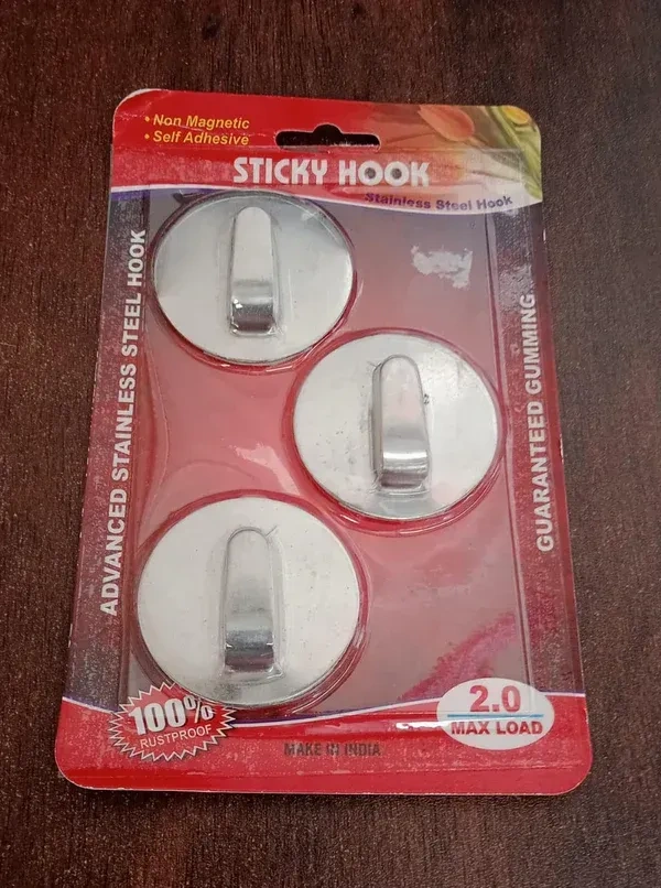 3PCS CIRCLE HOOKS, Self- Adhesive Hooks, Heavy Duty Wall Hooks Hangers Stainless Steel Waterproof Sticky Hooks for Hanging Robe Coat Towel Kitchen Bathroom    (2342)        