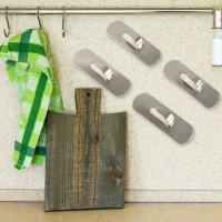 4PCS ADHESIVE HOOK, Self- Adhesive Hooks, Heavy Duty Wall Hooks Hangers Stainless Steel Waterproof Sticky Hooks   (2343)     - Pack of 4