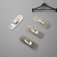 4PCS ADHESIVE HOOK, Self- Adhesive Hooks, Heavy Duty Wall Hooks Hangers Stainless Steel Waterproof Sticky Hooks   (2343)     - Pack of 4