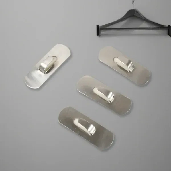 4PCS ADHESIVE HOOK, Self- Adhesive Hooks, Heavy Duty Wall Hooks Hangers Stainless Steel Waterproof Sticky Hooks   (2343)     - Pack of 4