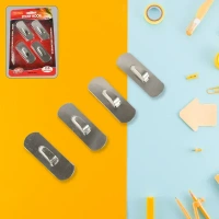 4PCS ADHESIVE HOOK, Self- Adhesive Hooks, Heavy Duty Wall Hooks Hangers Stainless Steel Waterproof Sticky Hooks   (2343)     - Pack of 4