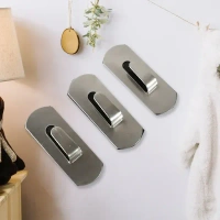 4PCS ADHESIVE HOOK, Self- Adhesive Hooks, Heavy Duty Wall Hooks Hangers Stainless Steel Waterproof Sticky Hooks   (2343)     - Pack of 4