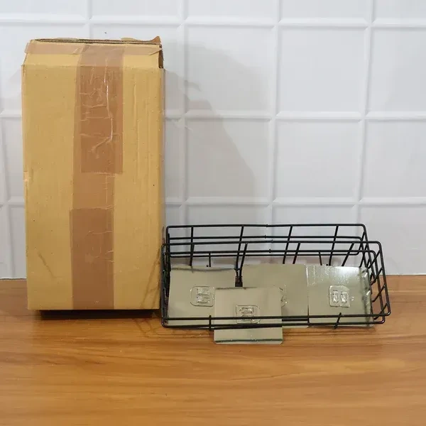 WALL STORAGE BASKET, Heavy-Duty Self-Adhesive Wall Storage Basket with Hooks – No-Drill Organizer for Kitchen, Bathroom & Home Use(2722)