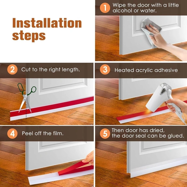 SILICON DOOR STRIP l 1 meter Silicon Door Guard Strip l Self Adhesive Strip for Secure Home from Mosquito - White, Pack of 1 Roll