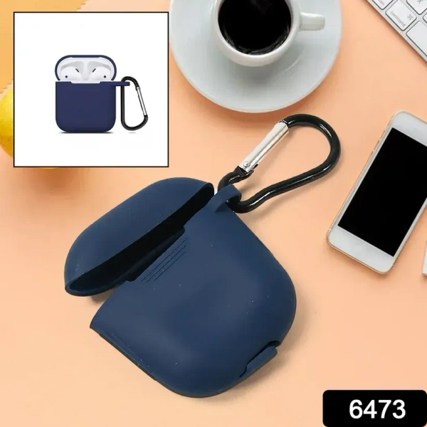 SILICON AIRPODS COVER, Silicone Shockproof Protection Wireless Headphones Carrying Box Cover with Metal Keychain(2107)