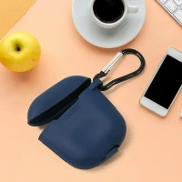 SILICON AIRPODS COVER, Silicone Shockproof Protection Wireless Headphones Carrying Box Cover with Metal Keychain(2107)