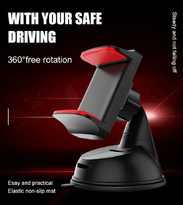 MOBILE PHONE SILICONE SUCKER,  Unifree Silicone Car Mobile Holder Mount Short Neck 360° Rotation with Ultimate Reusable Suction Cup for Car Dashboard/Car and Windshield  (601)