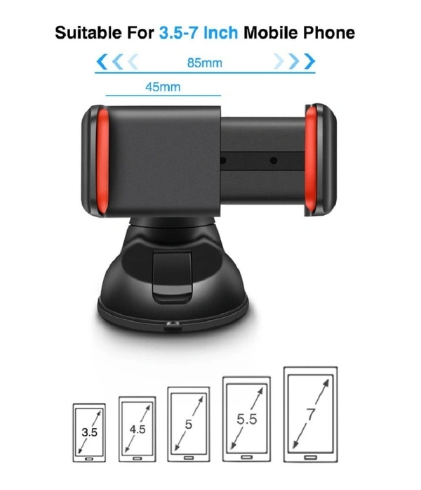 MOBILE PHONE SILICONE SUCKER,  Unifree Silicone Car Mobile Holder Mount Short Neck 360° Rotation with Ultimate Reusable Suction Cup for Car Dashboard/Car and Windshield  (601)