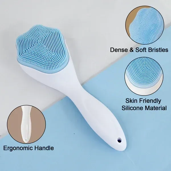 FACE SCRUBBER BRUSH, Silicone Face Scrubber Exfoliating Brush for Deep Cleansing & Blackhead Removal | Manual Handheld Facial Cleansing & Massage Brush with Soft Food-Grade Silicone Bristles | Gentle Skincare Tool (1 Pc)(2693)