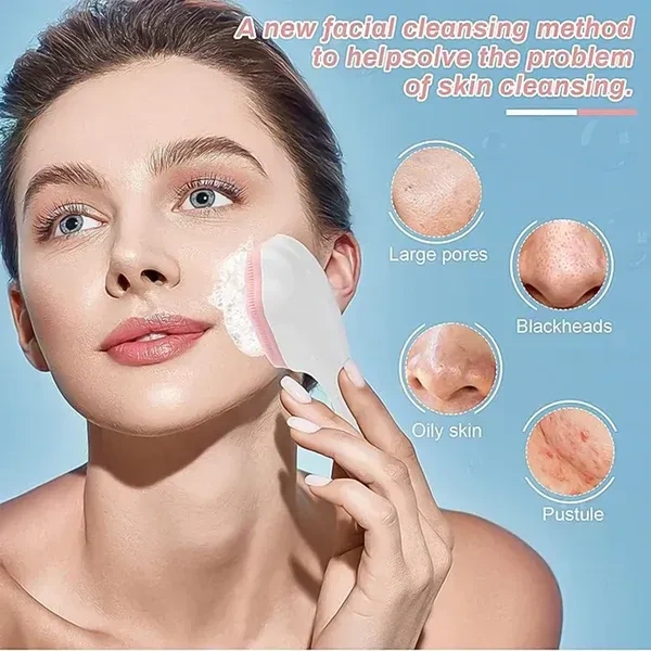 FACE SCRUBBER BRUSH, Silicone Face Scrubber Exfoliating Brush for Deep Cleansing & Blackhead Removal | Manual Handheld Facial Cleansing & Massage Brush with Soft Food-Grade Silicone Bristles | Gentle Skincare Tool (1 Pc)(2693)