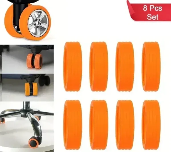 8PCS WHEEL COVER, Silicone Luggage Wheel Covers – 8 Pcs Noise Reduction & Wheel Protection Sleeves for Suitcases(2441)