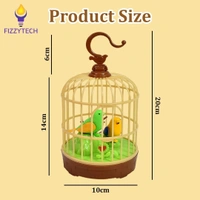 MUSIC PINJRA BIRD, Fizzytech Singing & Chirping Bird Toy in Cage | Touch-Sensor Musical Bird, Battery Operated Educational Toy for Kids | Cute Home Decor & Garden Decoration Gift(2708)