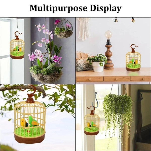 MUSIC PINJRA BIRD, Fizzytech Singing & Chirping Bird Toy in Cage | Touch-Sensor Musical Bird, Battery Operated Educational Toy for Kids | Cute Home Decor & Garden Decoration Gift(2708)