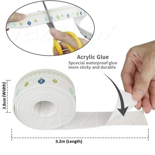 ADHESHIVE TAP ROLL 2M, Sink Adhesive Waterproof Tape for Kitchen, Bathroom & Home | Self-Adhesive Sealing Strip, Random color and design(961)