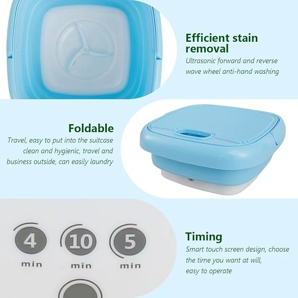 FALDABLE WASHING MACHINE, Foldable Washing Machine with Drain Pipe | Portable Mini Washer for Travel, Hostel & Small Spaces(1745)