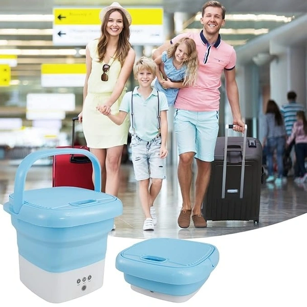 FALDABLE WASHING MACHINE, Foldable Washing Machine with Drain Pipe | Portable Mini Washer for Travel, Hostel & Small Spaces(1745)