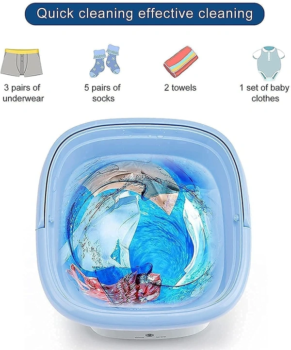FALDABLE WASHING MACHINE, Foldable Washing Machine with Drain Pipe | Portable Mini Washer for Travel, Hostel & Small Spaces(1745)