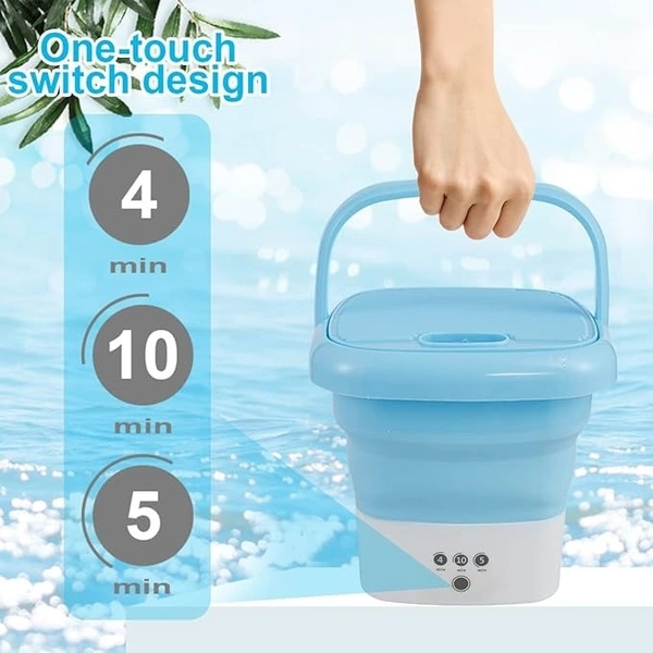 FALDABLE WASHING MACHINE, Foldable Washing Machine with Drain Pipe | Portable Mini Washer for Travel, Hostel & Small Spaces(1745)
