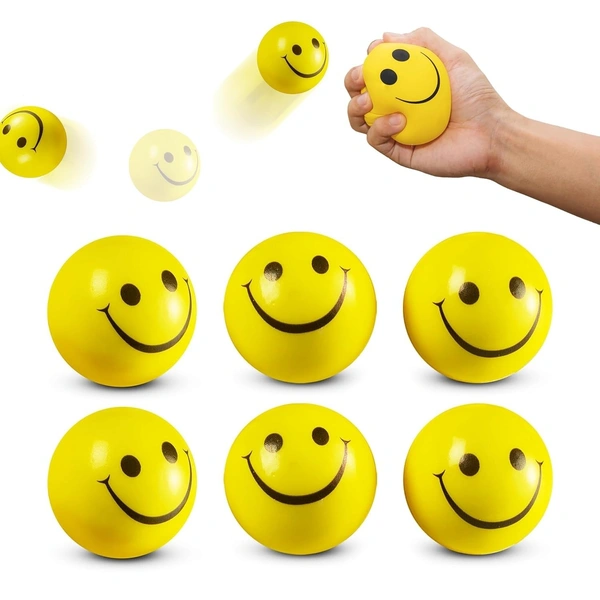 2PCS SMILY BALLS, 2 Pcs Smiley Squeeze Balls – 2 Inch Mini Stress Relief Balls for Kids & Adults | Happy Face Fidget Sensory Balls for Anxiety, Hand Exercise & Party Favors(624)