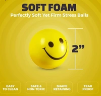 2PCS SMILY BALLS, 2 Pcs Smiley Squeeze Balls – 2 Inch Mini Stress Relief Balls for Kids & Adults | Happy Face Fidget Sensory Balls for Anxiety, Hand Exercise & Party Favors(624)